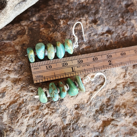 Sterling Silver Genuine Turquoise 2 strand Necklace Set - Picture 16 of 17